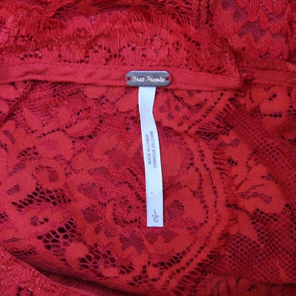 Free People Lace Tank Top Open Back Shirt Red - Picture 7 of 8
